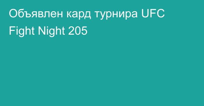 Объявлен кард турнира UFC Fight Night 205