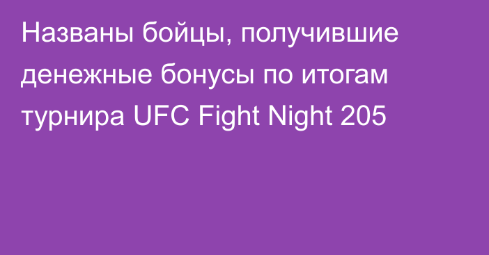 Названы бойцы, получившие денежные бонусы по итогам турнира UFC Fight Night 205