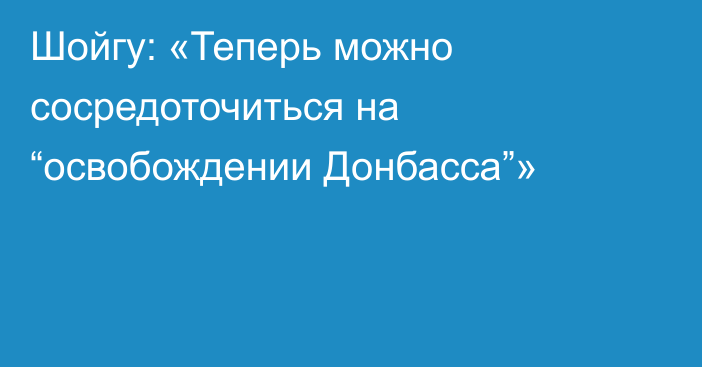 Шойгу: «Теперь можно сосредоточиться на “освобождении Донбасса”»