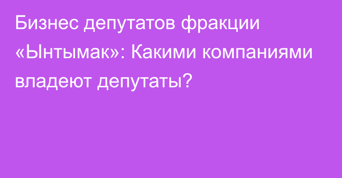 Бизнес депутатов фракции «Ынтымак»: Какими компаниями владеют депутаты?