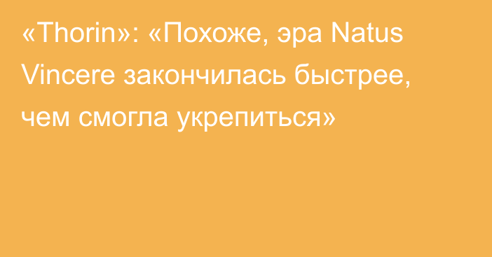 «Thorin»: «Похоже, эра Natus Vincere закончилась быстрее, чем смогла укрепиться»