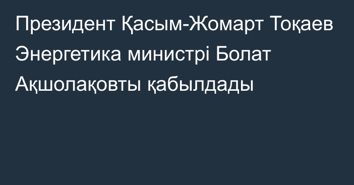 Президент Қасым-Жомарт Тоқаев Энергетика министрі Болат Ақшолақовты қабылдады