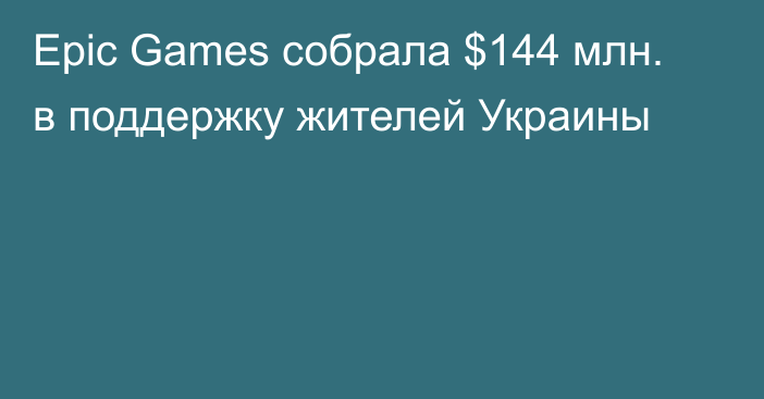 Epic Games собрала $144 млн. в поддержку жителей Украины