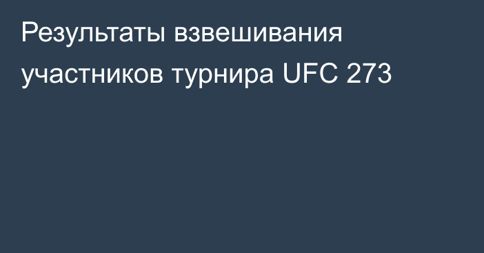 Результаты взвешивания участников турнира UFC 273