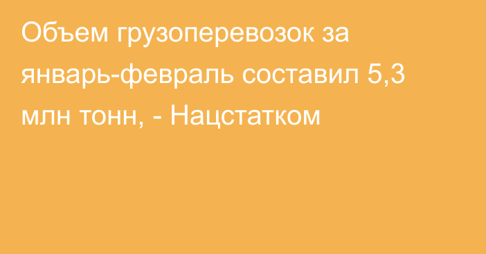 Объем грузоперевозок за январь-февраль составил 5,3 млн тонн, - Нацстатком