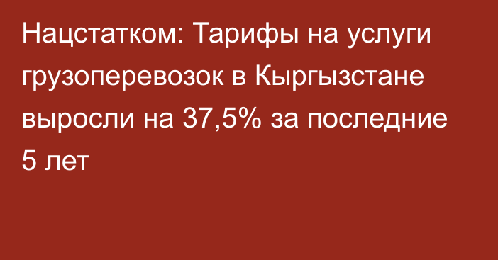 Нацстатком: Тарифы на услуги грузоперевозок в Кыргызстане выросли на 37,5% за последние 5 лет