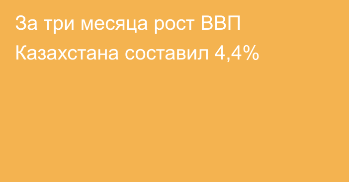За три месяца рост ВВП Казахстана составил 4,4%