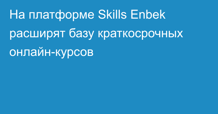 На платформе Skills Enbek расширят базу краткосрочных онлайн-курсов