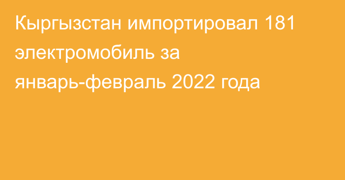 Кыргызстан импортировал 181 электромобиль за январь-февраль 2022 года