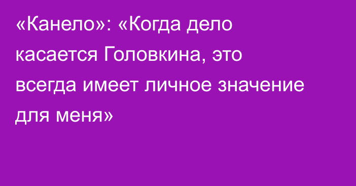«Канело»: «Когда дело касается Головкина, это всегда имеет личное значение для меня»