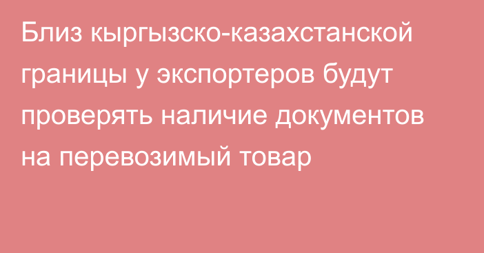 Близ кыргызско-казахстанской границы у экспортеров будут проверять наличие документов на перевозимый товар