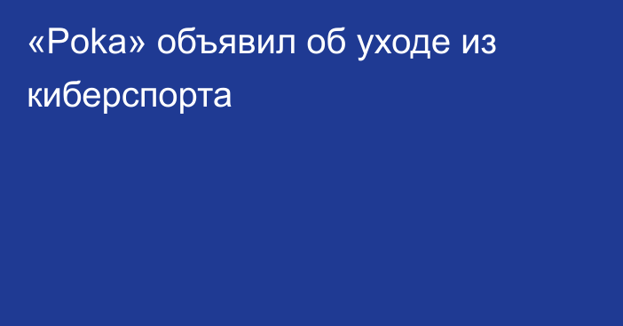 «Poka» объявил об уходе из киберспорта