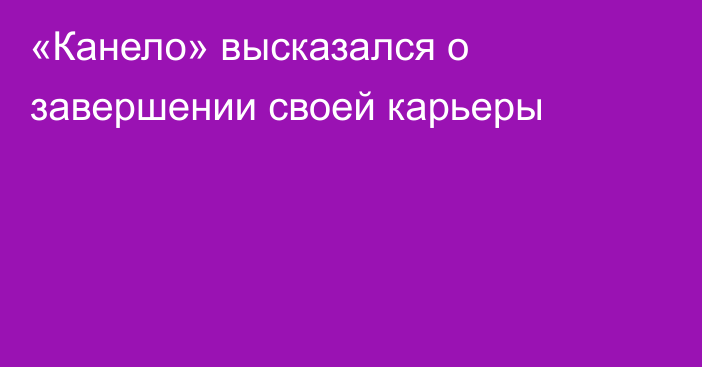 «Канело» высказался о завершении своей карьеры