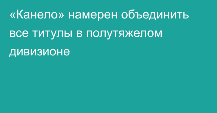 «Канело» намерен объединить все титулы в полутяжелом дивизионе