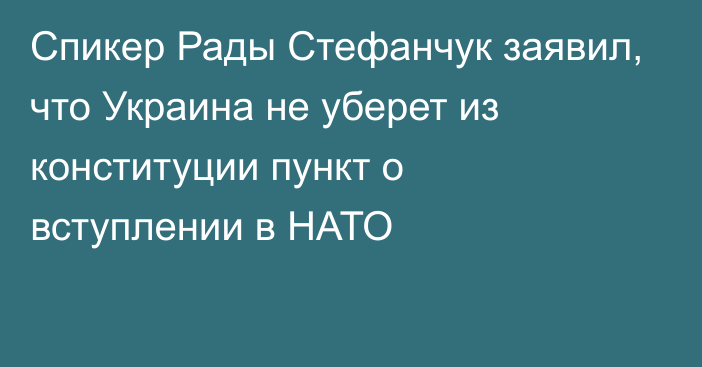 Спикер Рады Стефанчук заявил, что Украина не уберет из конституции пункт о вступлении в НАТО