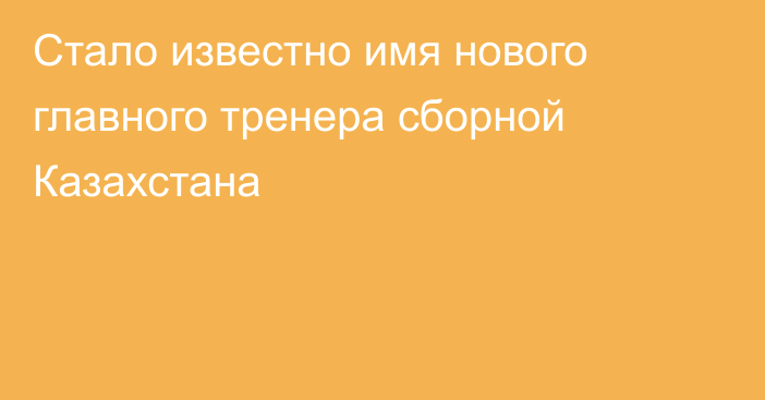 Стало известно имя нового главного тренера сборной Казахстана