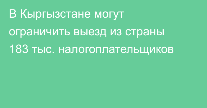 В Кыргызстане могут ограничить выезд из страны 183 тыс. налогоплательщиков