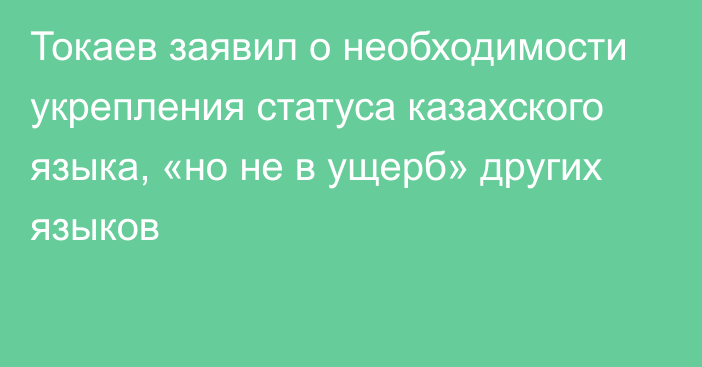 Токаев заявил о необходимости укрепления статуса казахского языка, «но не в ущерб» других языков