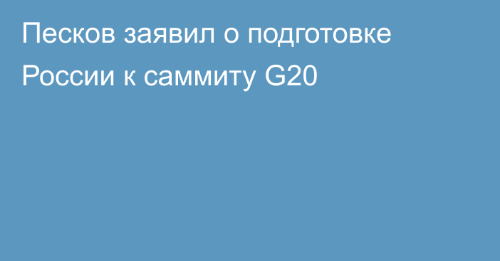 Песков заявил о подготовке России к саммиту G20