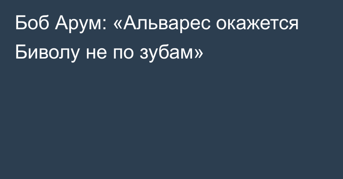 Боб Арум: «Альварес окажется Биволу не по зубам»