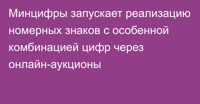 Минцифры запускает реализацию номерных знаков с особенной комбинацией цифр через онлайн-аукционы