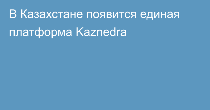 В Казахстане появится единая платформа Kaznedra