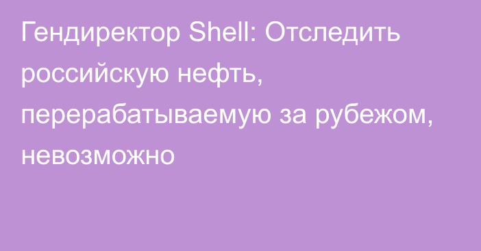 Гендиректор Shell: Отследить российскую нефть, перерабатываемую за рубежом, невозможно