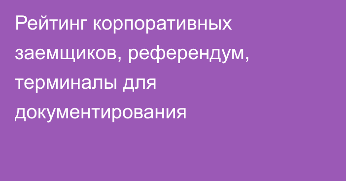 Рейтинг корпоративных заемщиков, референдум, терминалы для документирования