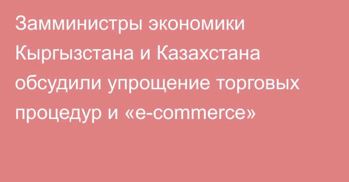 Замминистры экономики Кыргызстана и Казахстана обсудили упрощение торговых процедур и «e-commerce»