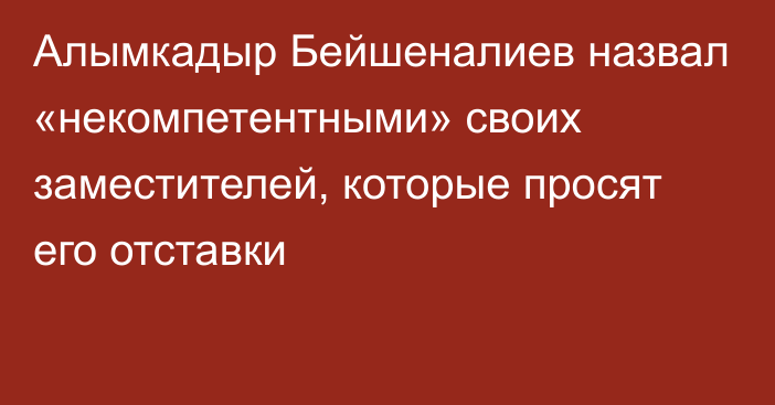 Алымкадыр Бейшеналиев назвал «некомпетентными» своих заместителей, которые просят его отставки