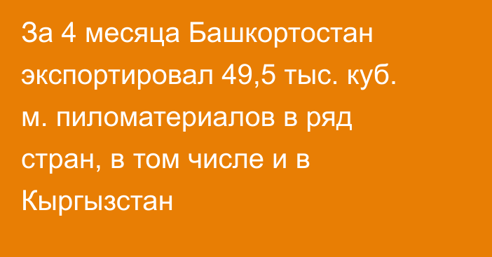 За 4 месяца Башкортостан экспортировал 49,5 тыс. куб. м. пиломатериалов в ряд стран, в том числе и в Кыргызстан
