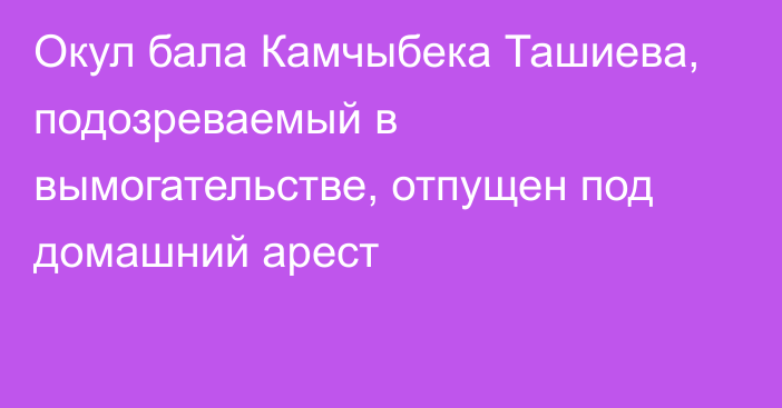 Окул бала Камчыбека Ташиева, подозреваемый в вымогательстве, отпущен под домашний арест
