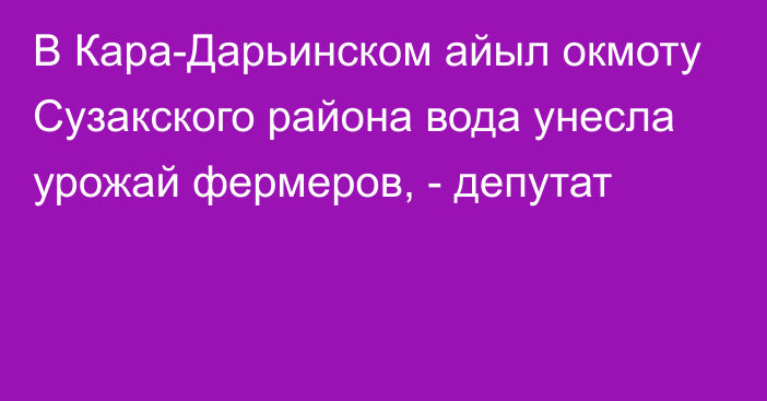 В Кара-Дарьинском айыл окмоту Сузакского района вода унесла урожай фермеров, - депутат