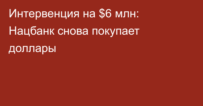 Интервенция на $6 млн: Нацбанк снова покупает доллары