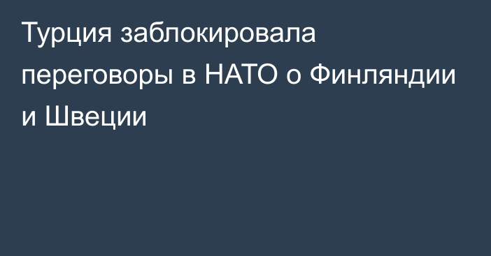 Турция заблокировала переговоры в НАТО о Финляндии и Швеции