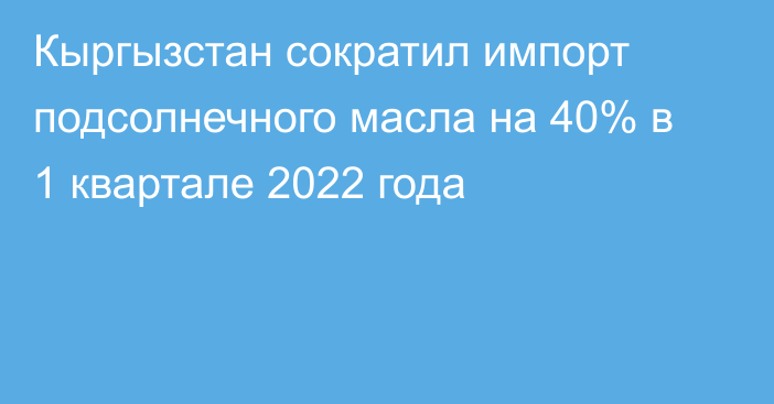 Кыргызстан сократил импорт подсолнечного масла на 40% в 1 квартале 2022 года