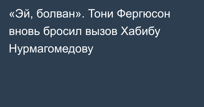 «Эй, болван». Тони Фергюсон вновь бросил вызов Хабибу Нурмагомедову