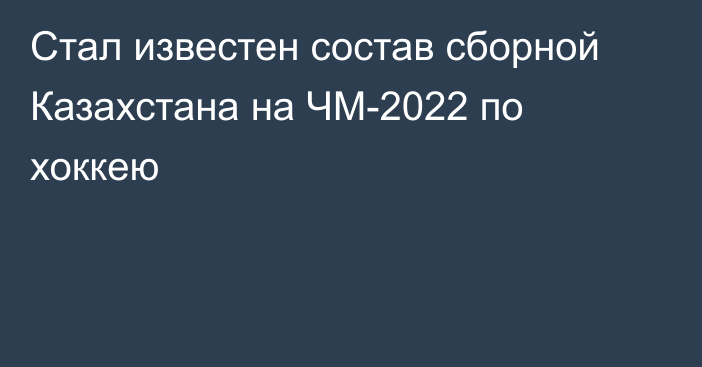 Стал известен состав сборной Казахстана на ЧМ-2022 по хоккею