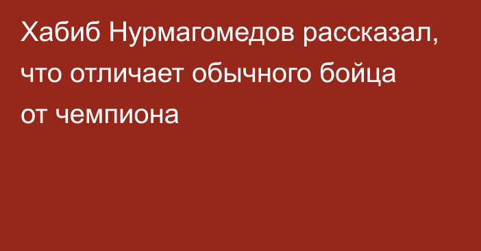 Хабиб Нурмагомедов рассказал, что отличает обычного бойца от чемпиона