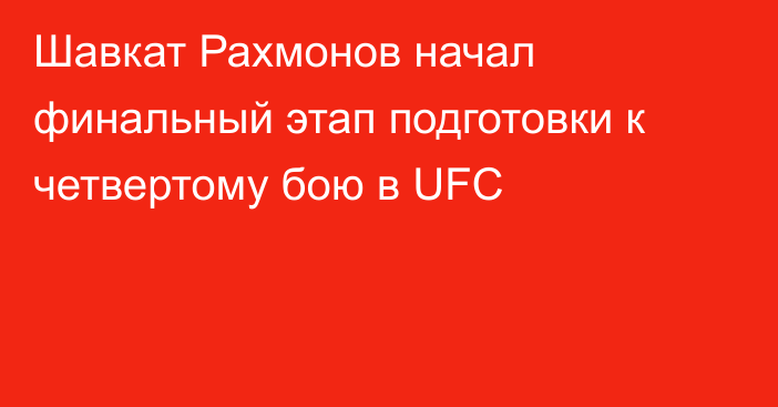 Шавкат Рахмонов начал финальный этап подготовки к четвертому бою в UFC