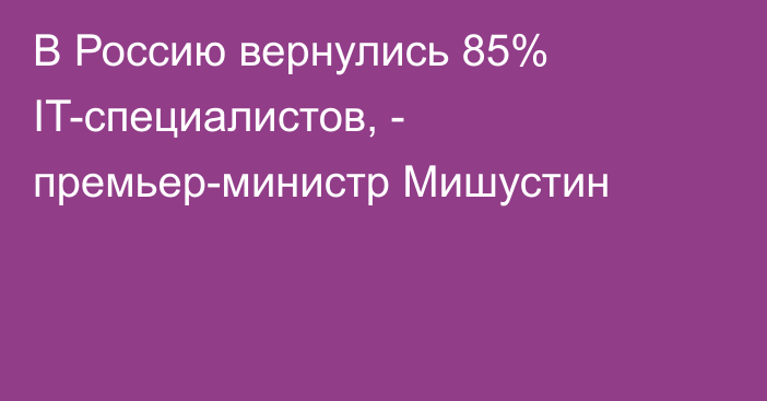 В Россию вернулись 85% IT-специалистов, - премьер-министр Мишустин