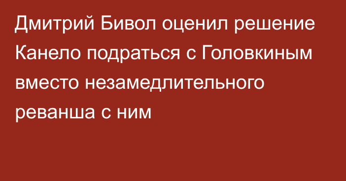 Дмитрий Бивол оценил решение Канело подраться с Головкиным вместо незамедлительного реванша с ним