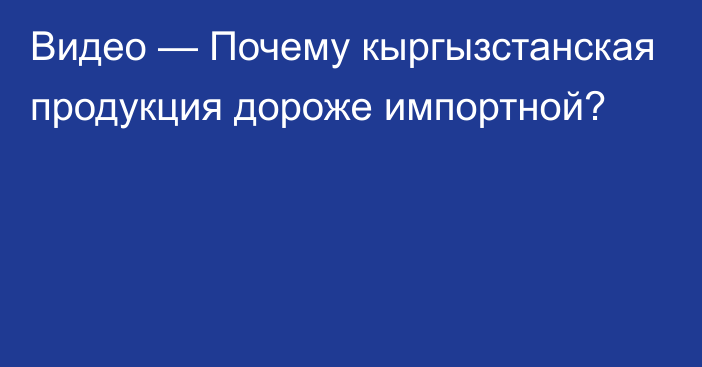 Видео — Почему кыргызстанская продукция дороже импортной?