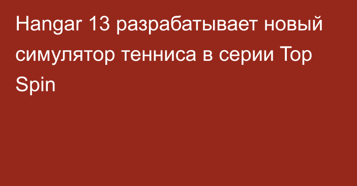 Hangar 13 разрабатывает новый симулятор тенниса в серии Top Spin