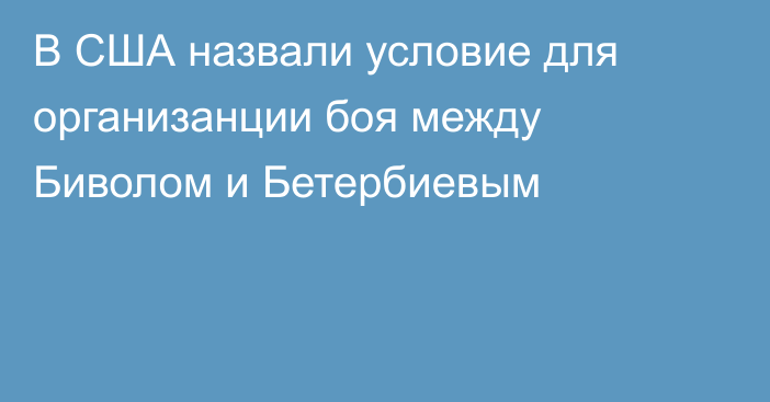 В США назвали условие для организанции боя между Биволом и Бетербиевым