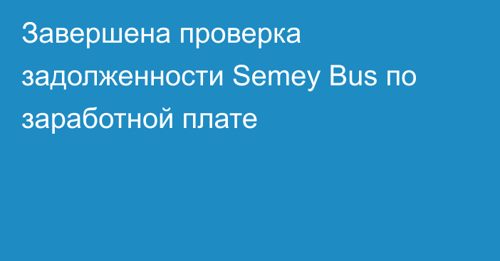 Завершена проверка задолженности Semey Bus по заработной плате