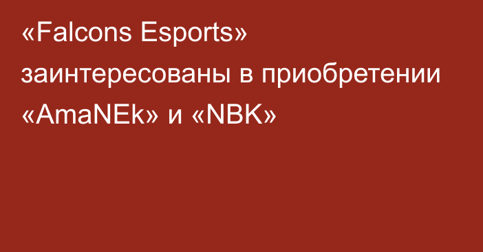 «Falcons Esports» заинтересованы в приобретении «AmaNEk» и «NBK»