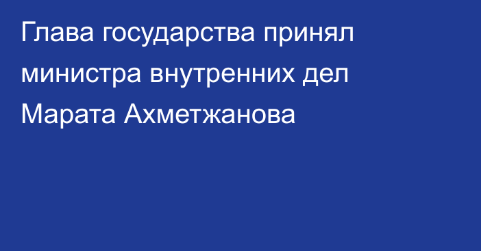 Глава государства принял министра внутренних дел Марата Ахметжанова