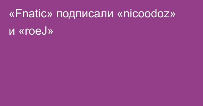 «Fnatic» подписали «nicoodoz» и «roeJ»