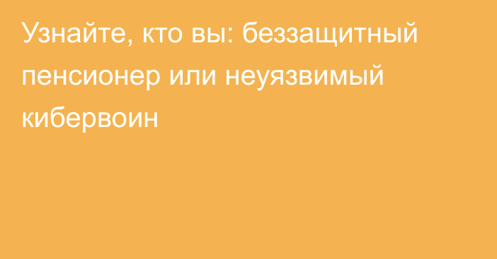 Узнайте, кто вы: беззащитный пенсионер или неуязвимый кибервоин